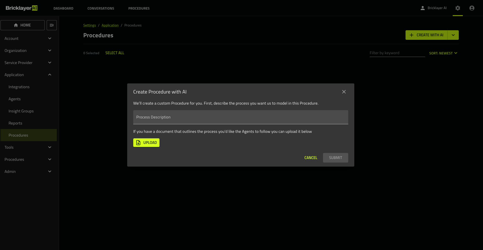Create procedures workflow builder