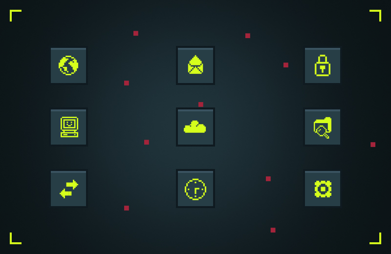 Nine disconnected security tools in a 3x3 grid with red break marks between them
